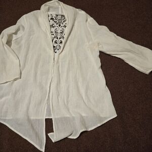 Dressbarn Open Front Cardigan In Ivory Lace Back Size Medium Spot On Front